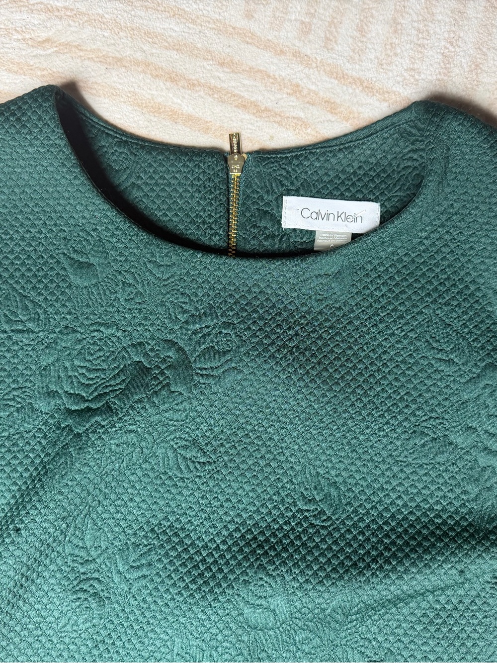 Calvin Klein Teal Textured Floral Midi Dress